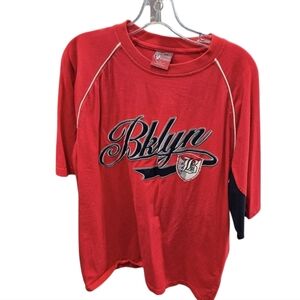 Brooklyn Red Blue T shirt Size L Cotton